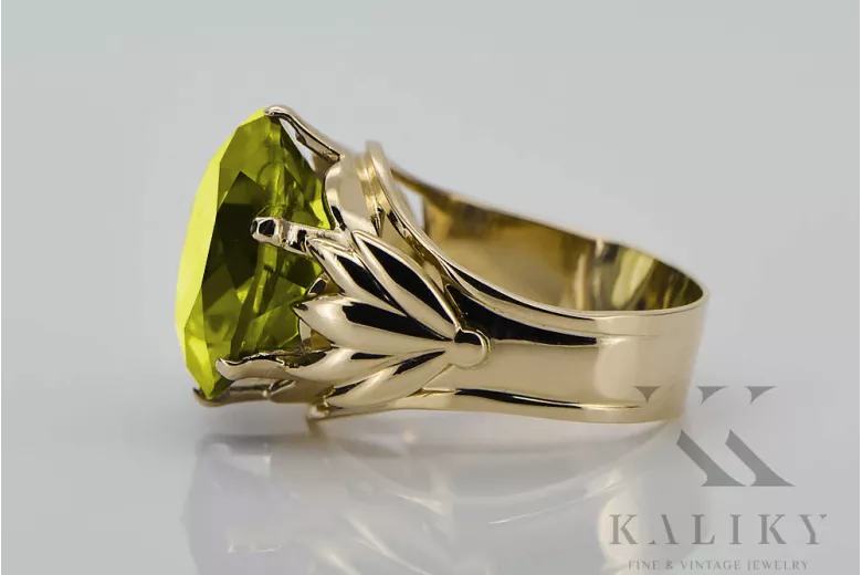 Yellow Peridot Or jaune 8 carats Anneau Style vintage vrc029x-yp Art Deco Bijoux Art Déco russes, style URSS